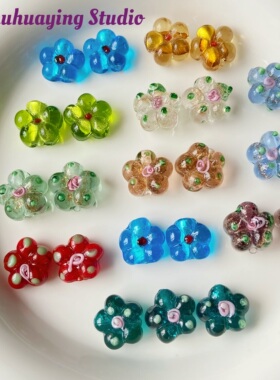 琉璃珠子花朵串珠diy手作