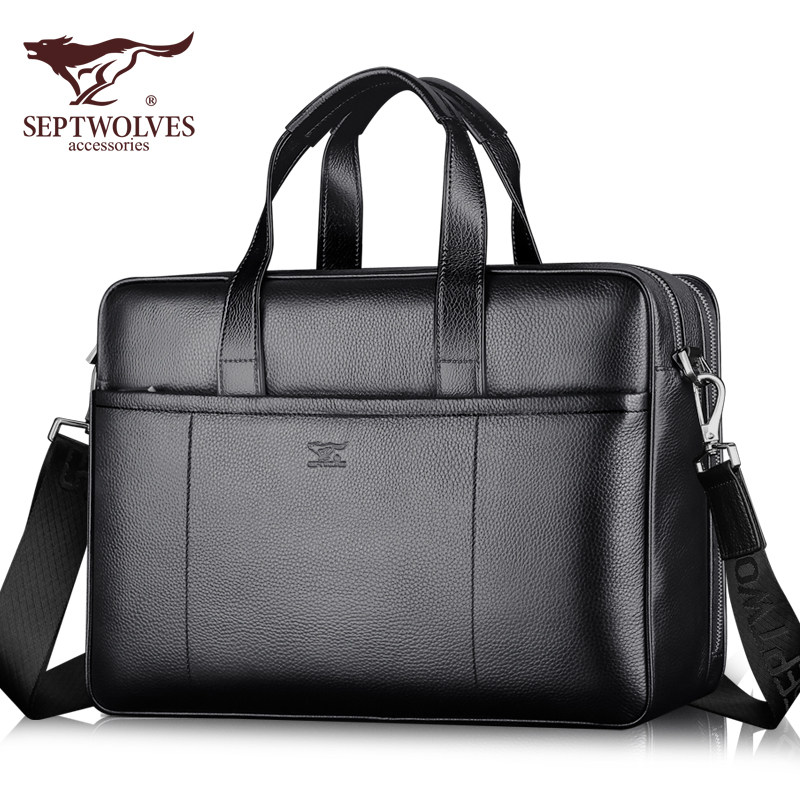七匹狼手提包男商务公文包男士包包 七匹狼爱晗男士包袋