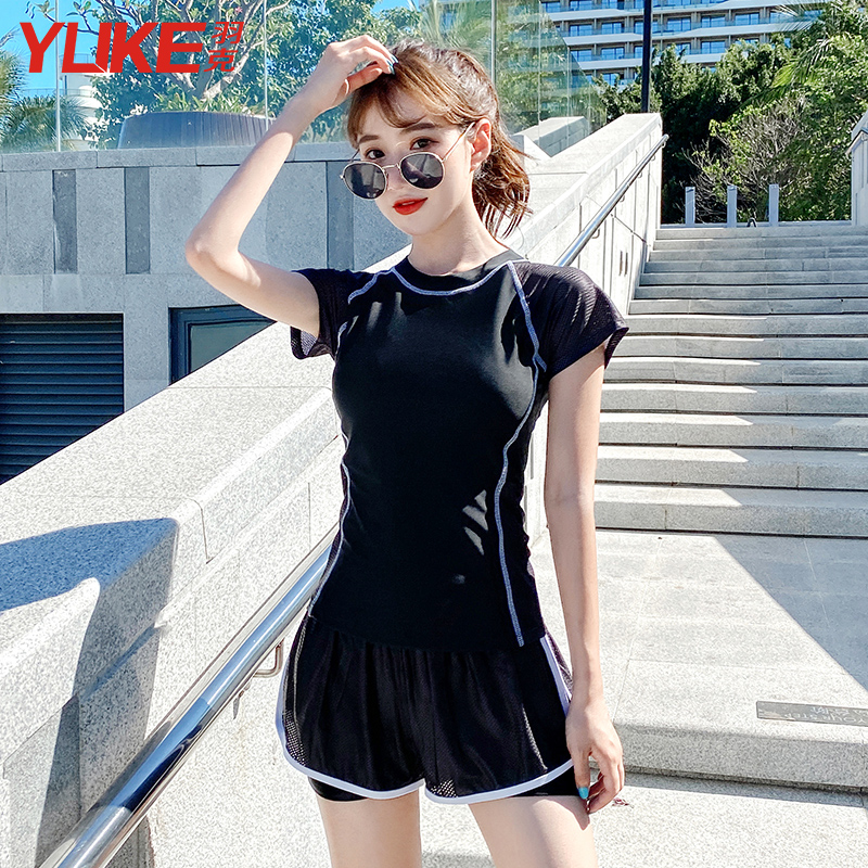 韩启运动户外专营店泳衣女保守学生两件套分体式游泳衣显瘦遮肚新款仙女范泳装备0