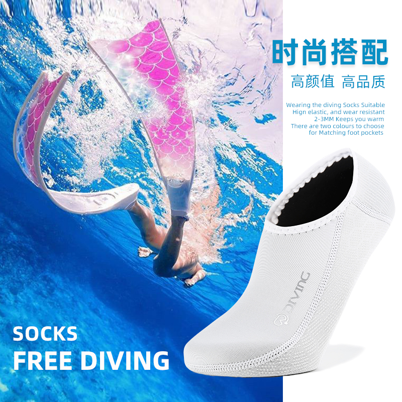 日本进口超弹料 2-3mm保暖高弹自由潜水袜深浮潜水游泳脚蹼短袜子 - 图0