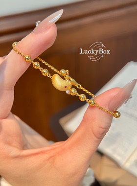 「金元宝」镂空爱心金豆豆招财元宝项链手链925银镀18k金新中式风