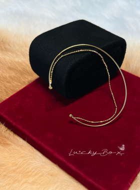 「星轨」925银镀18k金素细圈开口手镯双层包珠链叠戴轻奢小众设计