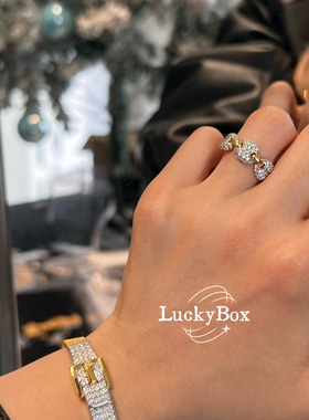 「手可摘星辰」满镶闪钻猪鼻子S925银镀18k金戒指精致轻奢高级感