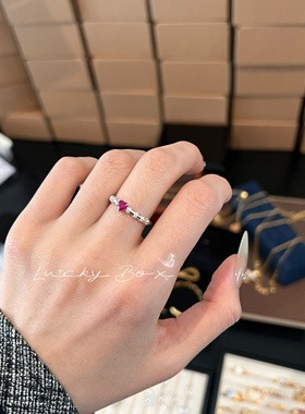 「红蔷薇·心焰」招桃花款 浪漫优雅925银镀保色镶嵌爱心宝石戒指