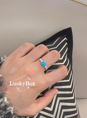 「平衡」天然原矿无优化美松绿松石925银开口戒指小众设计高级感