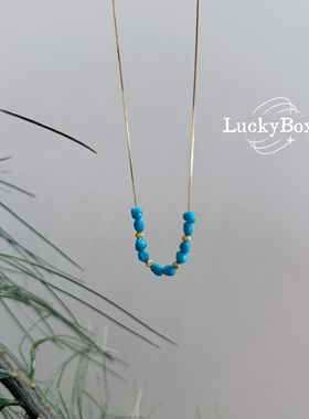 「微笑Plus」天然美松绿松石925银项链原创设计秋冬显白 寓意礼物