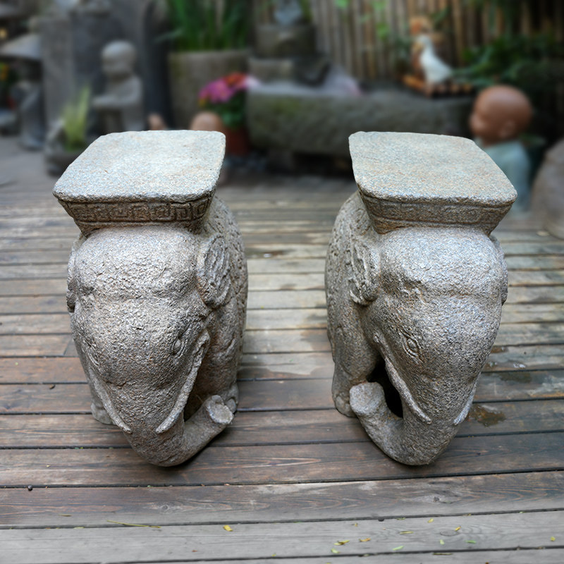 水磨坊庭院复古仿石大象石墩子户外花园花盆底座别墅造景布置摆件,淘宝优惠券,粉丝福利购,淘宝优惠卷