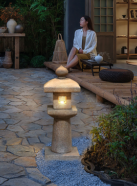 中式庭院石灯笼太阳能灯造景摆设