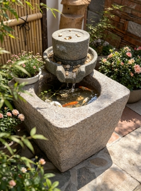 水磨坊阳台流水摆件风水轮水景观