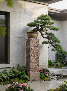 水磨坊祥云展示柱花盆底座装饰品