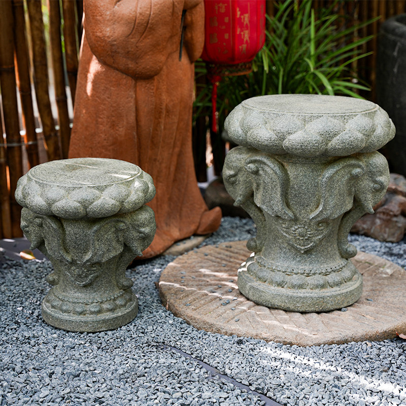 水磨坊中式庭院造景布置吉象凳子户外仿石墩底座别墅花园装饰摆件,淘宝优惠券,粉丝福利购,淘宝优惠卷