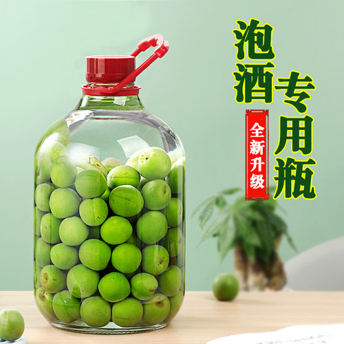 青梅泡酒瓶专用玻璃瓶加厚葡萄酒瓶子容器自酿泡酒罐密封提手瓶子 - 图0