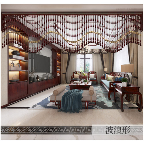 网红免打孔桃木葫芦珠帘隔断玄关过道阳台门帘卧室成品装饰挂帘子 - 图2