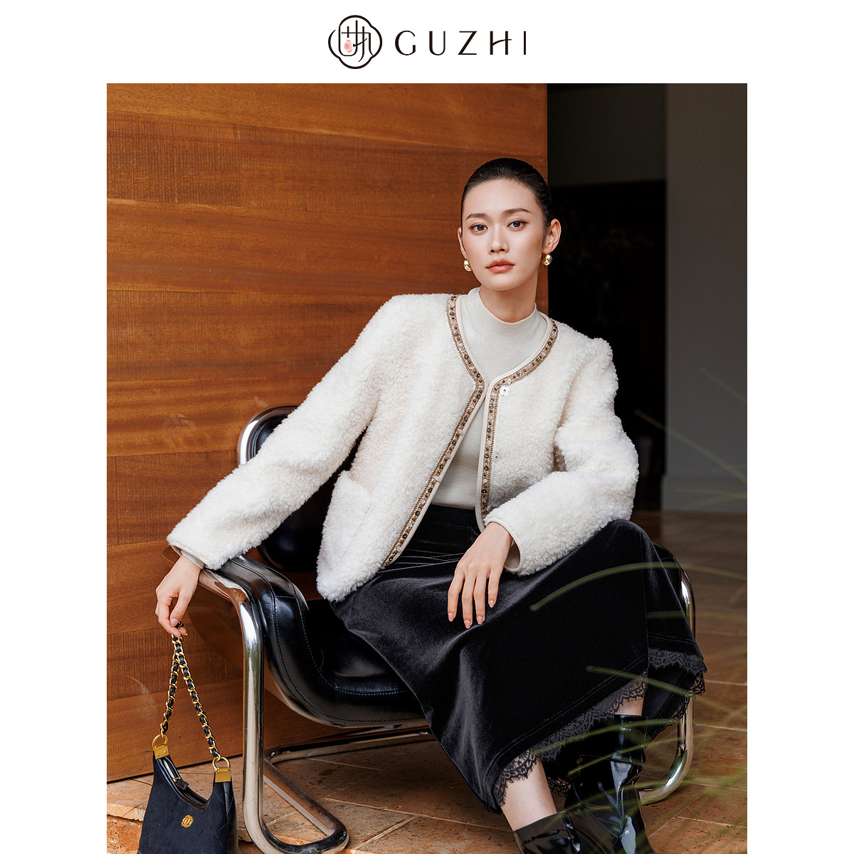 固执2025冬季新款法式气质小香风圆领绵羊毛短款羊羔毛外套女上装,淘宝优惠券,粉丝福利购,淘宝优惠卷