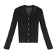 Stubborn autumn new retro v-neck slim long-sleeved slim black sweater sweater 00033MY08615