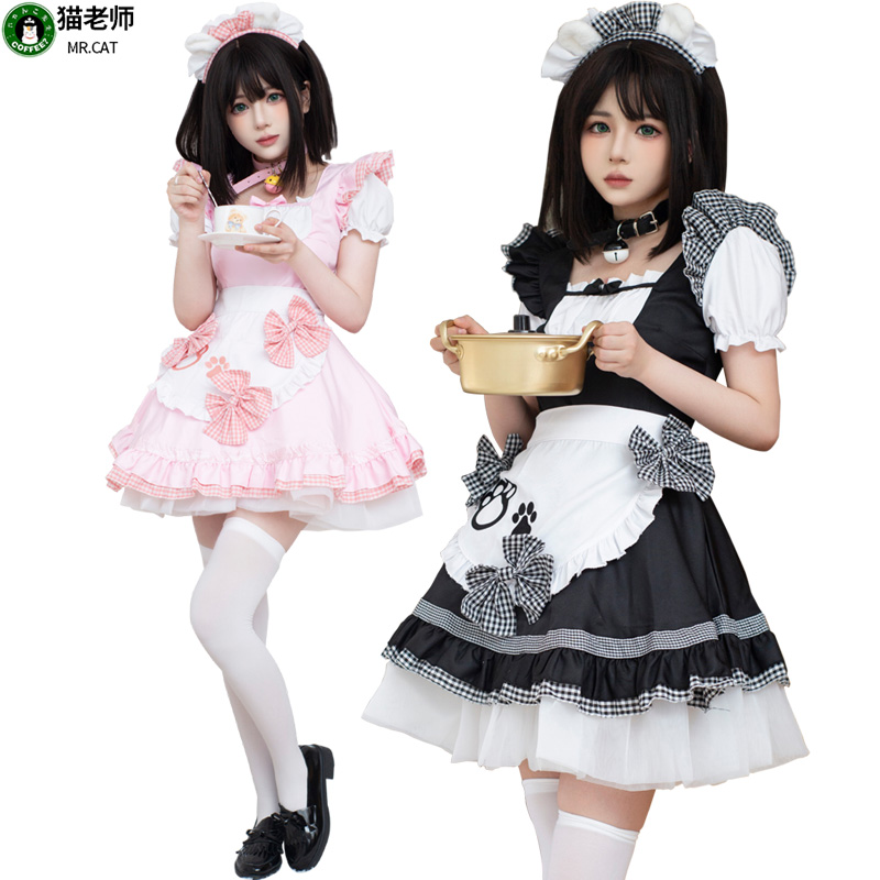 猫老师动漫cosplay服装女仆装二次元咖啡厅女佣服制服猫咪全套装 - 图0