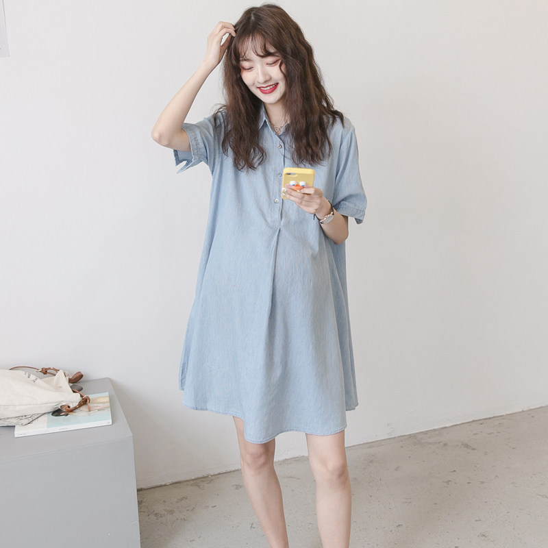 孕妇夏装2020新款短袖潮妈可连衣裙 SANYUE时尚孕妇装连衣裙