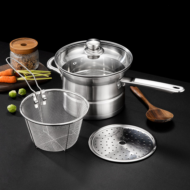 不锈钢油炸锅家用省油迷你带滤网小炸锅小奶锅多功能蒸锅汤锅通用,淘宝优惠券,粉丝福利购,淘宝优惠卷