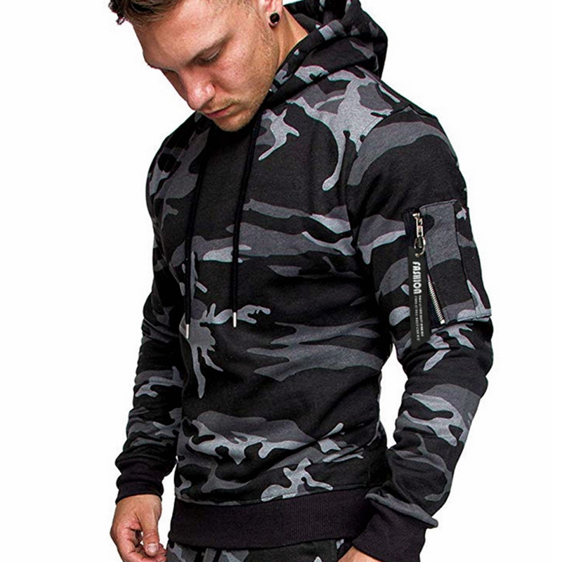 mens fashion camouflage Hoodie sweatshirt men hooded jacket - 图1