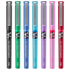 日本PILOT百乐笔BX-V5彩色中性笔进口考试水性笔学生用文具用品蓝色红色水笔直液式走珠笔办公黑色签字笔0.5
