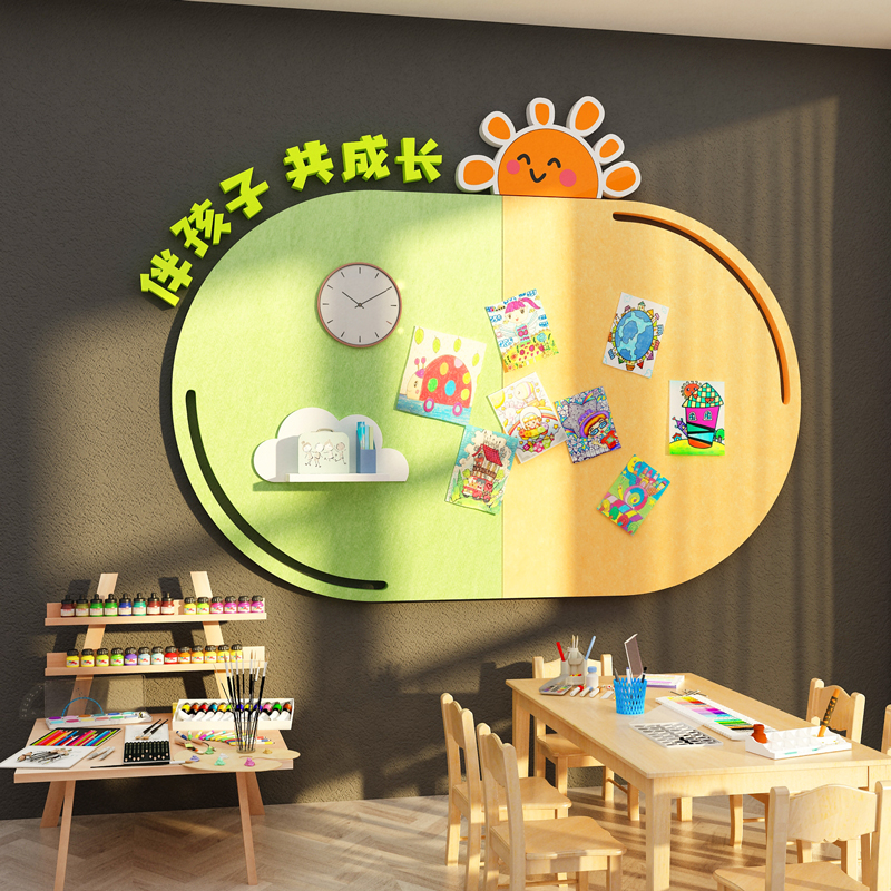 毛毡板墙贴面幼儿园环境创材料成品主题文化画室布置美术教室装饰 - 图0