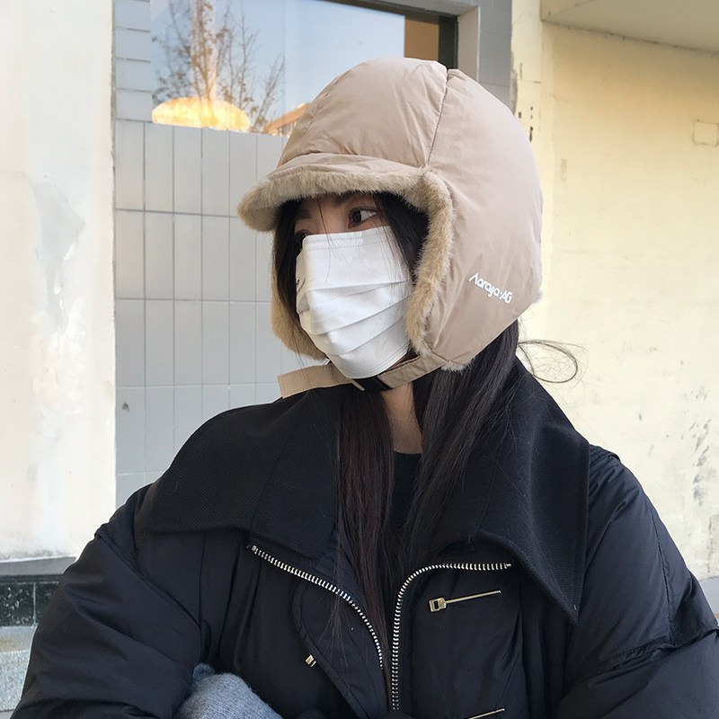 TUshu/圆圆面包帽～冬季滑面毛绒雷锋帽加绒保暖防寒护耳飞行帽潮