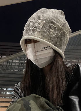 复古脏染感包头帽子显脸小堆堆帽