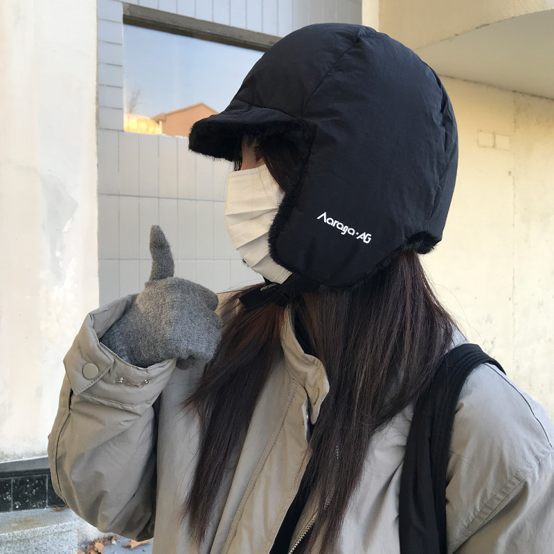 TUshu/圆圆面包帽～冬季滑面毛绒雷锋帽加绒保暖防寒护耳飞行帽潮