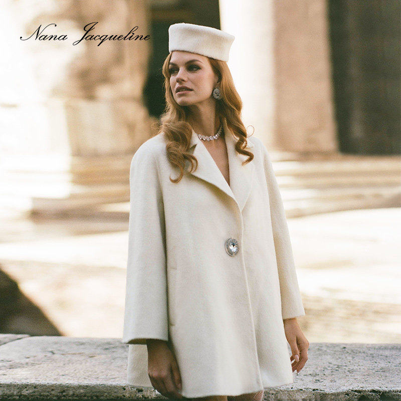 NanaJacqueline廓形钻扣双面呢大衣女羊毛兔毛桑蚕丝宽松毛呢外套,淘宝优惠券,粉丝福利购,淘宝优惠卷