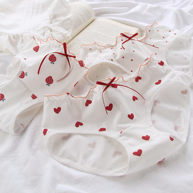 日系女内裤纯棉裆甜美少女柔软学生印花透气蝴蝶结可爱三角短裤,淘宝优惠券,粉丝福利购,淘宝优惠卷