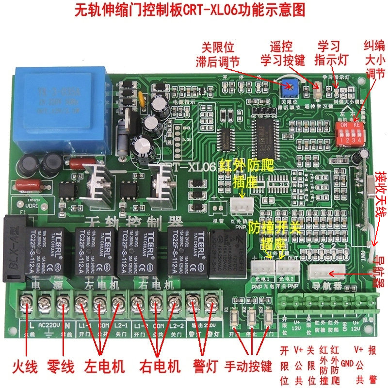 通用型无轨门伸缩门控制器机器人大门双电机电动门遥控器遥控主板 - 图1