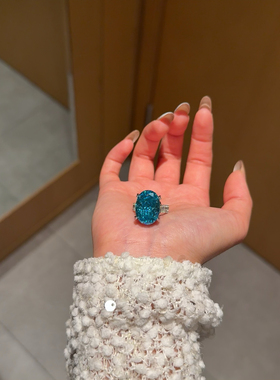 HERS赫斯珠宝皇冠托举海蓝宝戒指