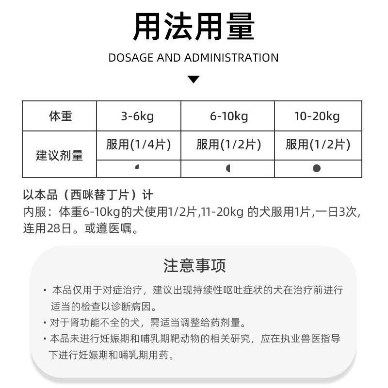 西咪替丁片狗狗肠胃止吐护胃呕吐药炎症猫咪西米吐黄水调理肠胃炎-图2