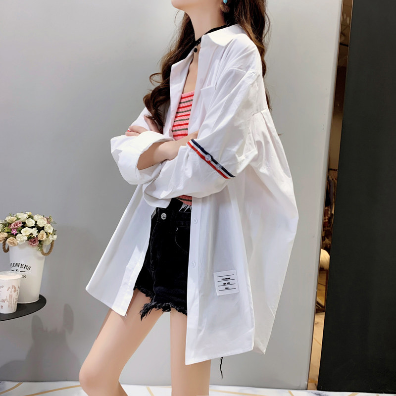 减10条纹外穿秋季宽松慵懒风衬衫 卡卡小镇衬衫