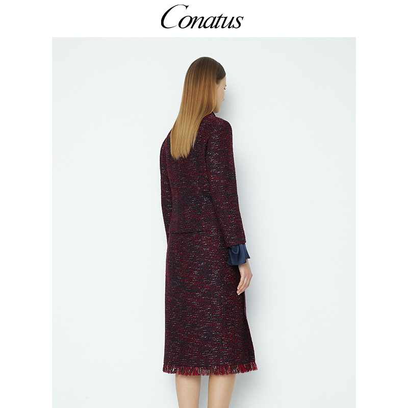 CONATUS/珂尼蒂思热销秋冬新款复古优雅短款外套毛呢大衣女赫本风