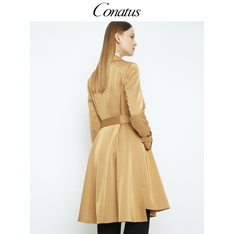 CONATUS/珂尼蒂思热销秋季风衣外套女中长款收腰显瘦优雅百搭大衣
