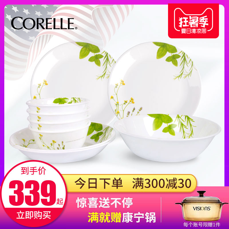 正品進口美國康寧玻璃餐具套裝城市百合歐洲香草紫色幸運草9件套