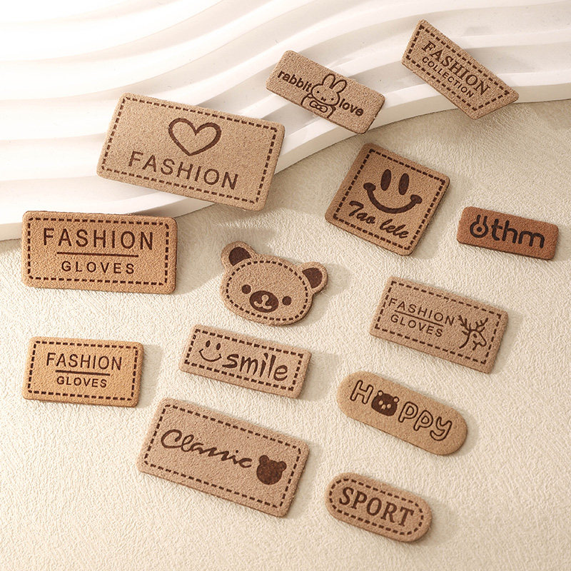 皮标布贴布标商标辅料帽子围巾补丁贴衣服装饰贴米色图案绒皮手缝,淘宝优惠券,粉丝福利购,淘宝优惠卷