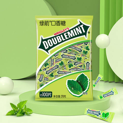 绿箭口香糖100片箭牌薄荷糖接吻口腔清新口气糖果零食泡泡糖 - 图2