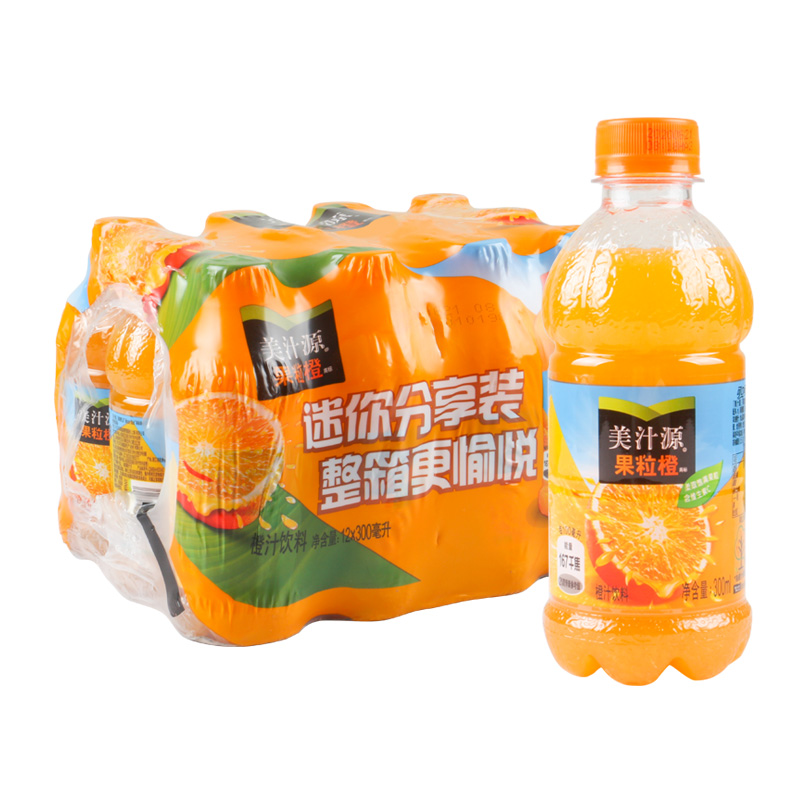 美汁源果粒橙300ml*24瓶装橙汁果汁橙子饮品网红饮料休闲可口可乐 - 图0