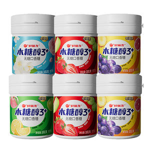 好丽友木糖醇无糖口香糖101g/瓶Q弹方口香糖清新口味接吻糖