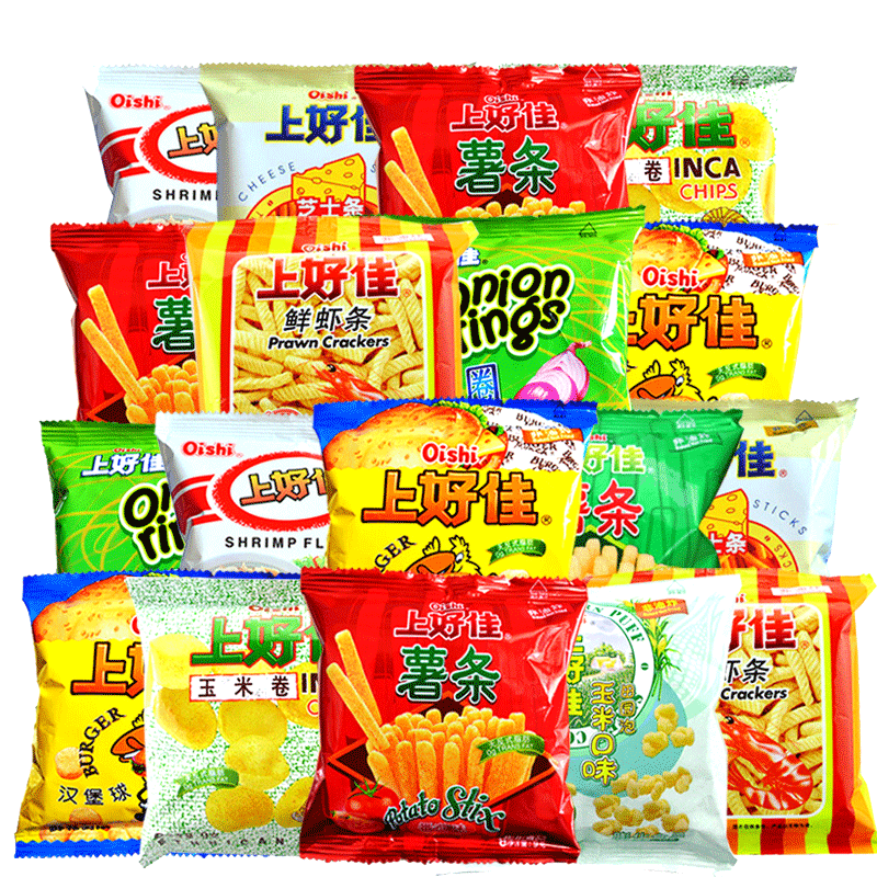 上好佳鲜虾片50包批发整箱大礼包 吃货妞妞食品膨化食品