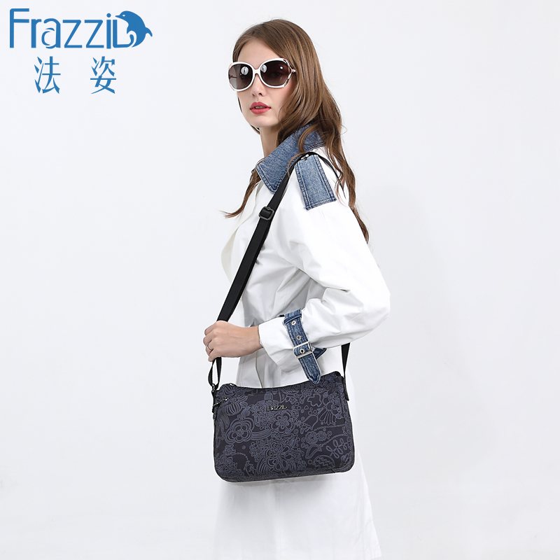 Frazzil/法姿斜挎包女新款休闲尼龙布包欧风单肩挎包轻便防水女包