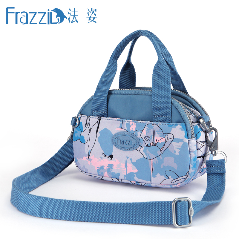 Frazzil/法姿斜挎包女小包花色尼龍布小手拎包休閒運動小布包潮