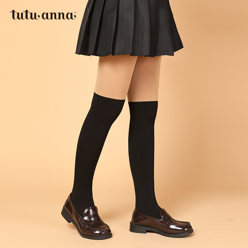 tutuanna秋冬女连裤袜 200D里弹力起毛拼接色光腿神器打底裤女,淘宝优惠券,粉丝福利购,淘宝优惠卷