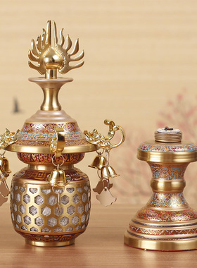 纯铜珐琅彩长明灯海葬灯