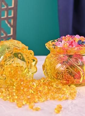 琉璃水晶元宝聚宝盆摆件