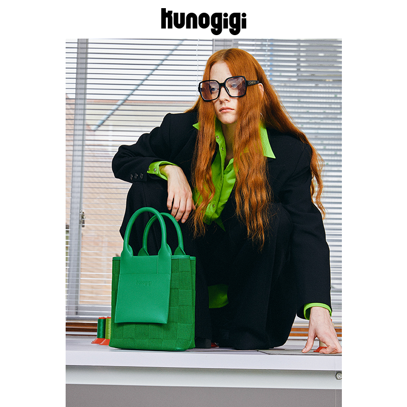 KUNOGIGI/古良吉吉中号格纹针织包新款托特包小众设计手提包女_箱包皮具_热销女包_男包