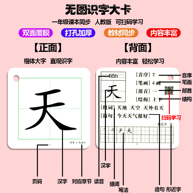 正版部编人教版1一年级上册语文书生字卡片同步训练小学生无图识字卡片全套儿童认知汉语识字大卡成语组词语拼音卡片幼小衔接书籍 - 图2