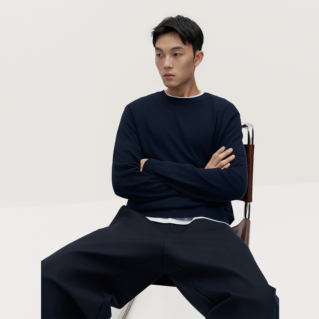 TRENDIANO2025新款天丝棉长裤男士阔腿休闲裤 1SM1060060 - 图0